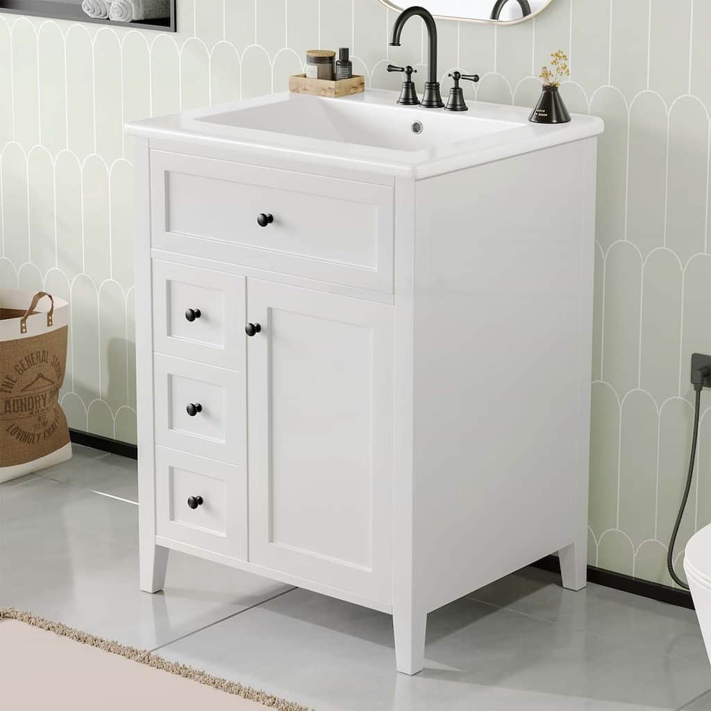 Freestanding Vanity Set with 3 Drawers,Adjustable Shelf