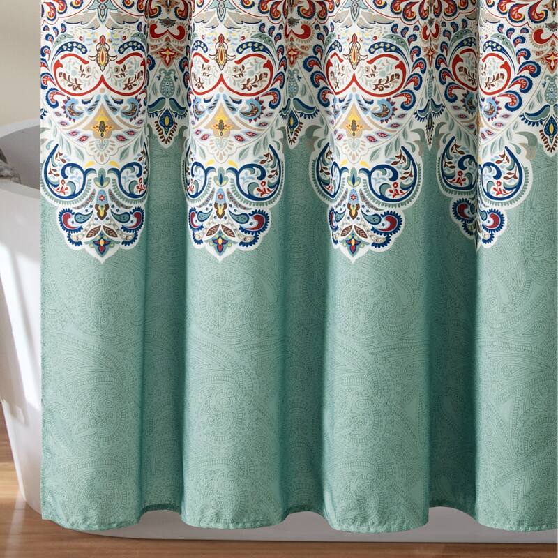 Lush Decor Boho Chic Shower Curtain with Peva Lining and Rings Set