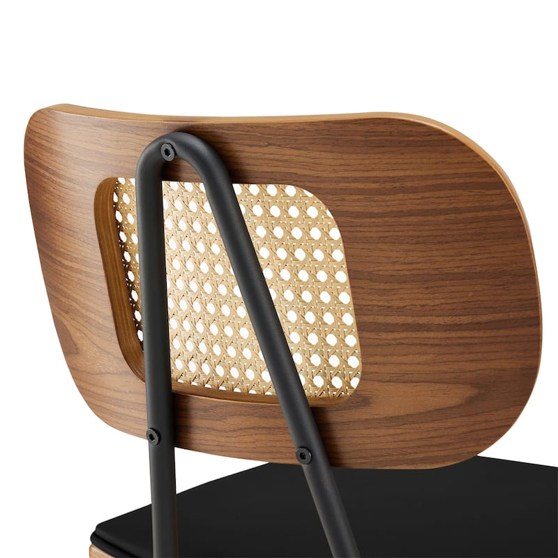 26-inch Wood Counter Height Bar Stools with Rattan Back