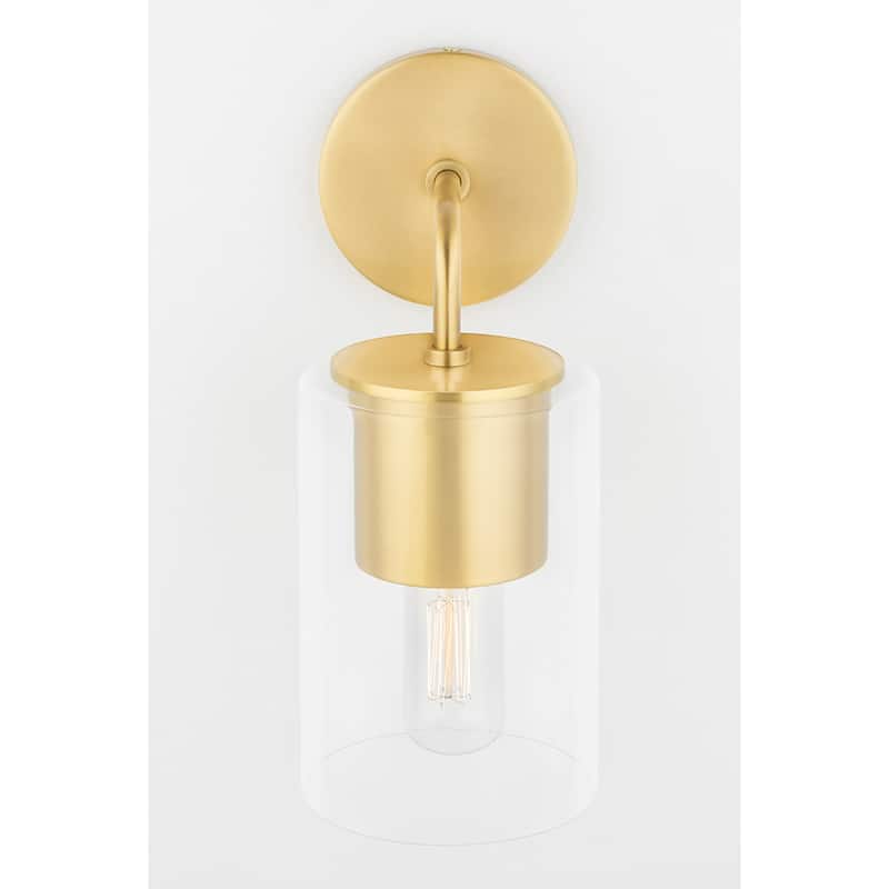 Mitzi by Hudson Valley Lula 1-light Aged Brass Wall Sconce, Clear Glass