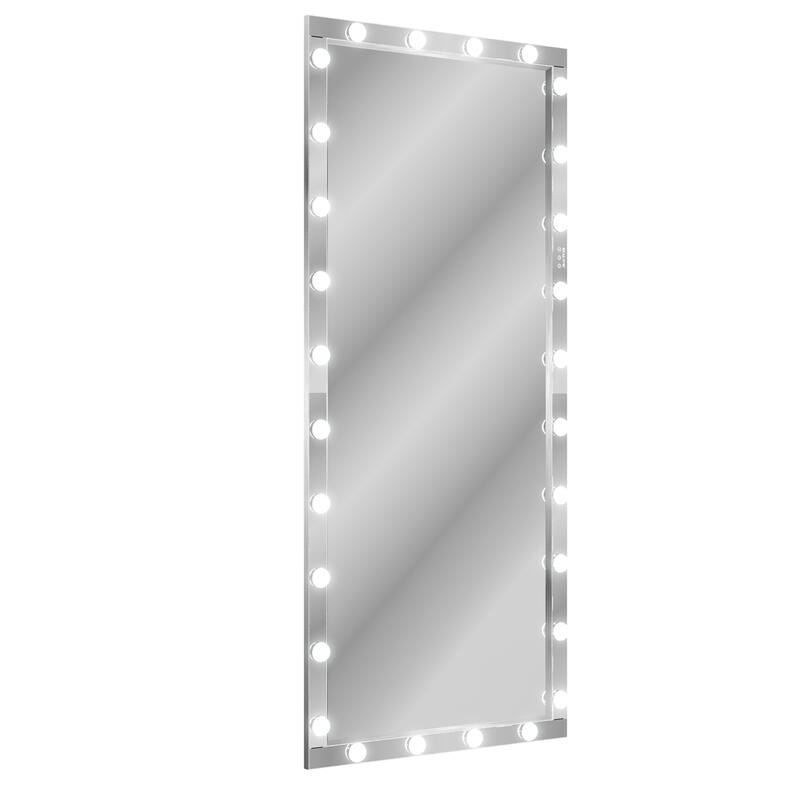 Large Full Length Vanity Mirror with 3 Color Mode Lights - Silver