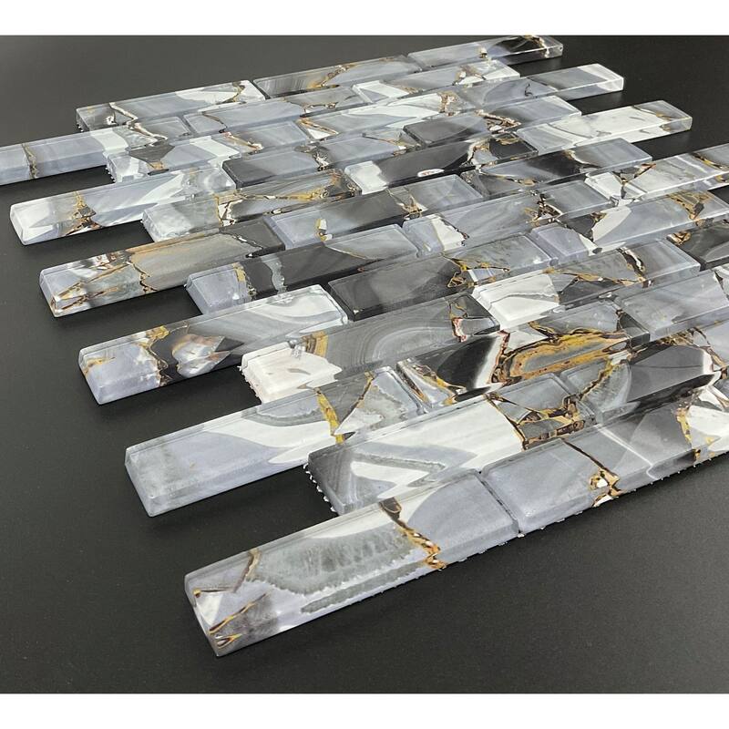 Glass Mosaic - 1 x 4 Brick Pattern Wall Mosaic Tiles