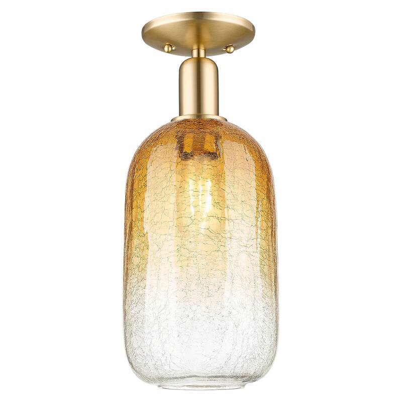 Innovations Lighting Downtown Urban - Brookhaven Cloche - 1 Light 7" Semi-Flush Mount Light - Champagne Bronze/Amber Shade