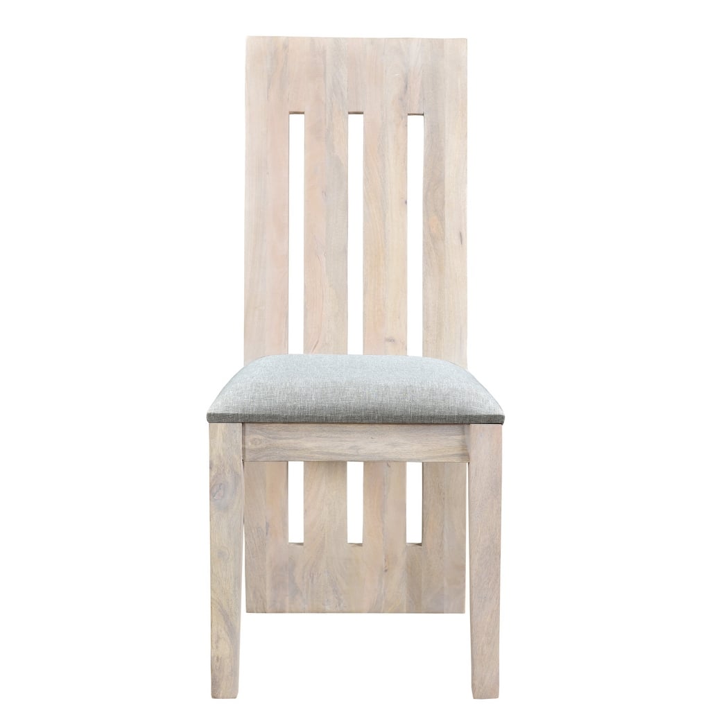 HomeRoots Set of Two Gray and Natural Fabric And Wood Slat Back Dining Side Chairs - 18 in. x 42 in. x 19.5 in.