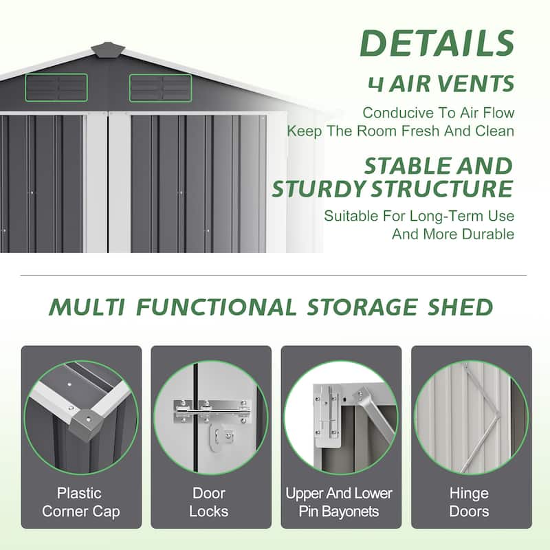 GDFStudio - Lucas All-Weather 6x4 ft Outdoor Storage Shed with Robust Construction and Easy Assembly