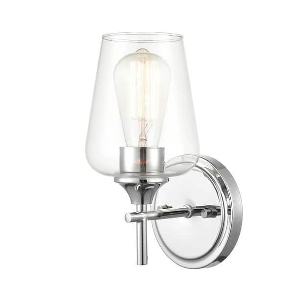 slide 2 of 17, Millennium Lighting Ashford 1 Light Bathroom Wall Sconce with Clear Glass Shade in Multiple Finishes Chrome