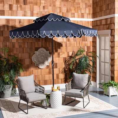 SAFAVIEH Outdoor Kjerstin Valance 9Ft Double Top Umbrella