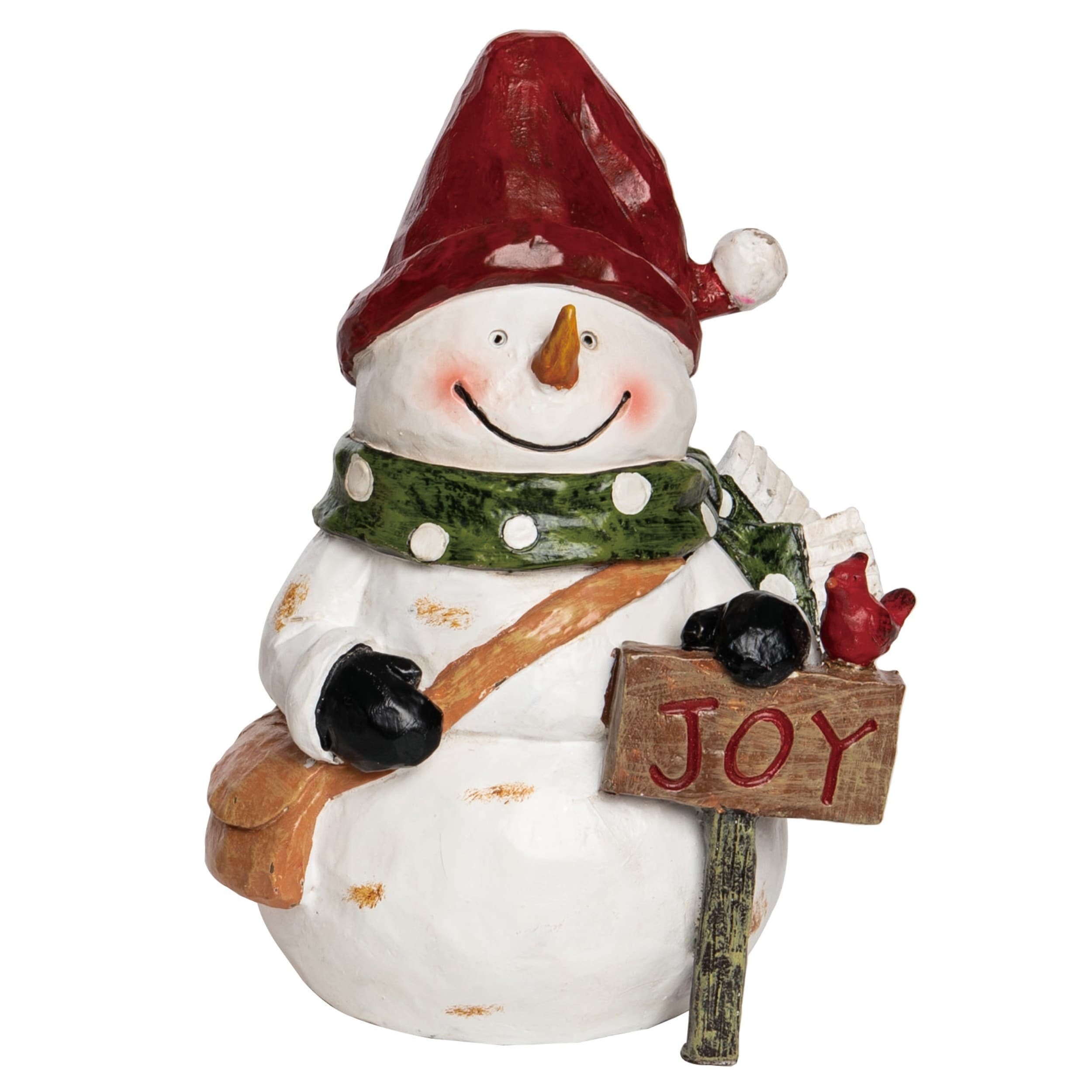 Resin Multicolored Christmas Carved Snowman Figurine