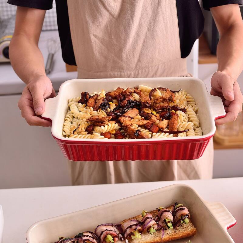 MALACASA Series Bake.Bake, Rectangle Porcelain Bakeware Set
