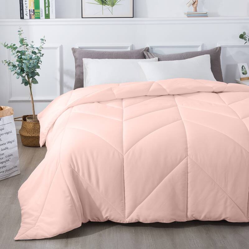 Chevron Stitch Down Alternative Comforter - Full - Queen - Blush