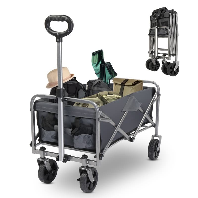 220lbs Capacity Collapsible Steel Frame Outdoor Utility Wagon Cart