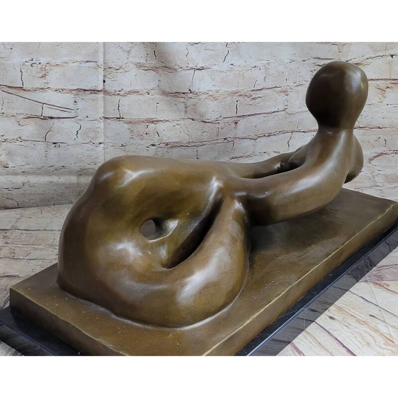 Hand Made Large Abstract Woman Female Genuine Solid Bronze Sculpture By Henry Moore