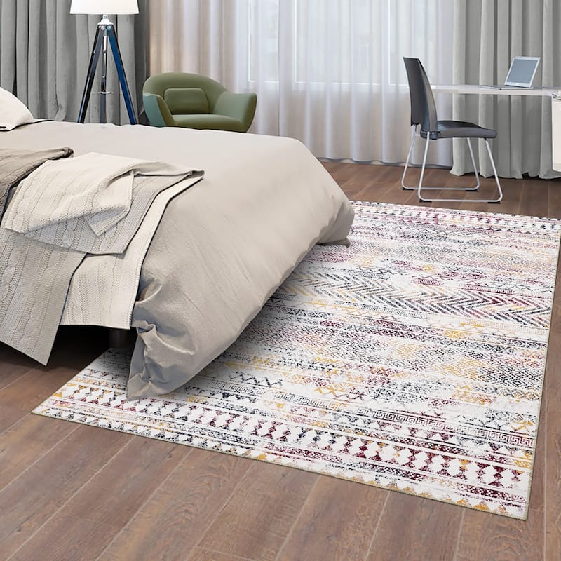 Garvee Moroccan Geometric Machine Washable Area Rug - 5' x 7' - Colorful