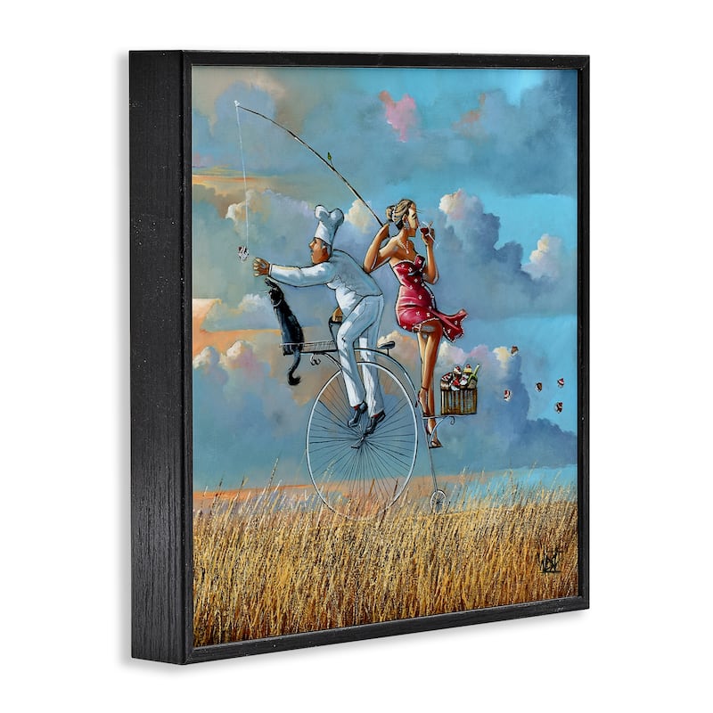 Stupell Charming Lady & Chef Bicycle View Framed Giclee Art Design By Ronald West