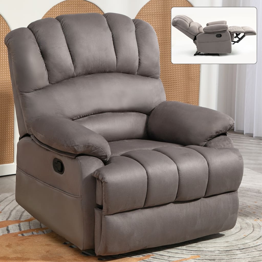 Brown Oversized Manual Recliner Chair with 155° Recline, Easy Assembly, and Extra-Large Design for Living Room