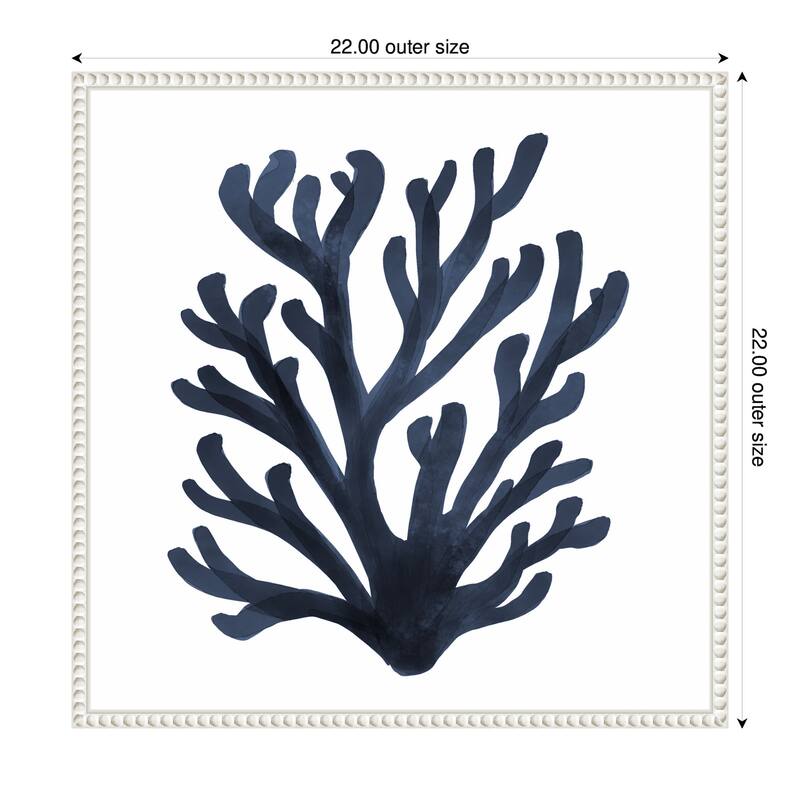 Kate and Laurel Sylvie Coastal Coral Seaweed Botanical 7 Framed Canvas by The Creative Bunch Studio