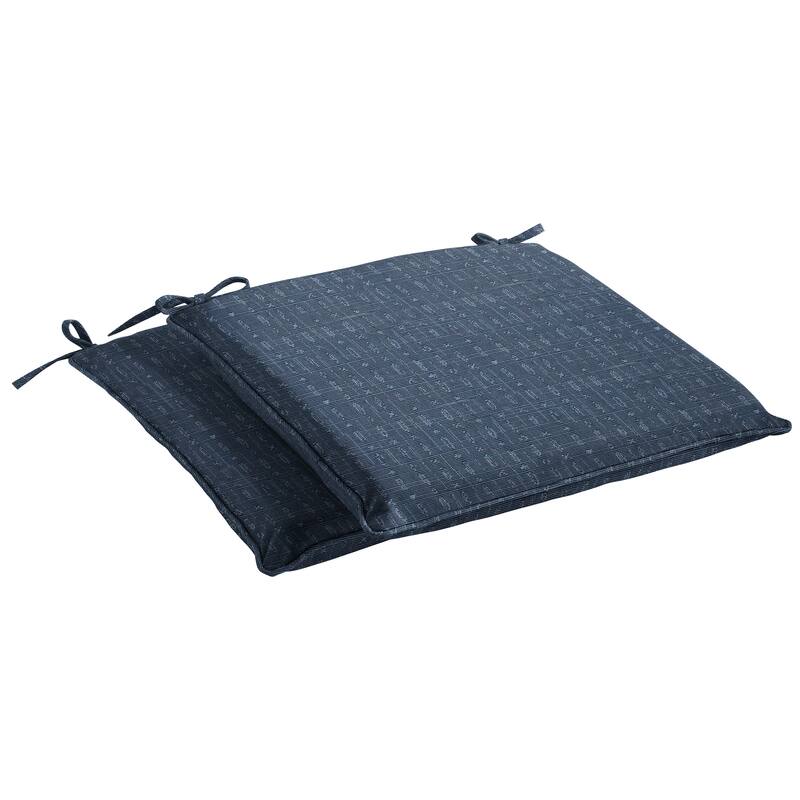 Sorra Home Sunbrella Textured Indigo Indoor/Outdoor Corded Chair Pads (Set of 2)