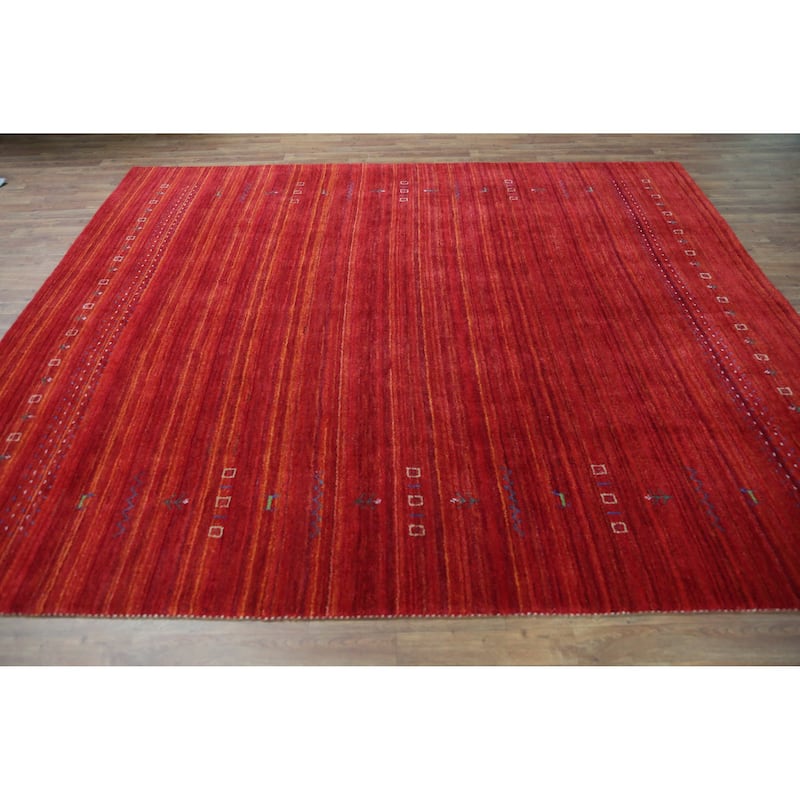 Tribal Gabbeh Indian Area Rug Hand-Knotted Modern Wool Carpet - 8'0" x 9'5"