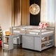 preview thumbnail 1 of 14, Full Size Wooden Loft Bed with Storage Stairs and Shelves，Space-saving Multi-Functional Loft Bed,Gray Gray