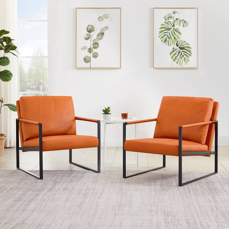 Homy Lin Living Room, Office or The Reception Area PVC Leather Accent arm Chair with Extra Thick Padded backrest