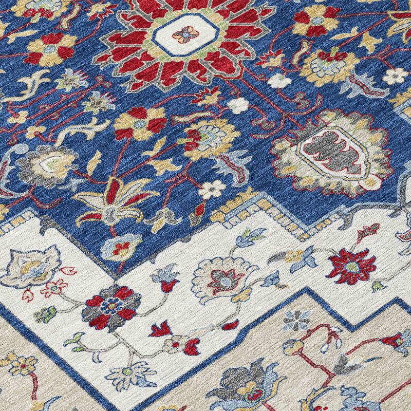 Machine Washable Indoor/ Outdoor Traditional Kolkata Chantille Rug