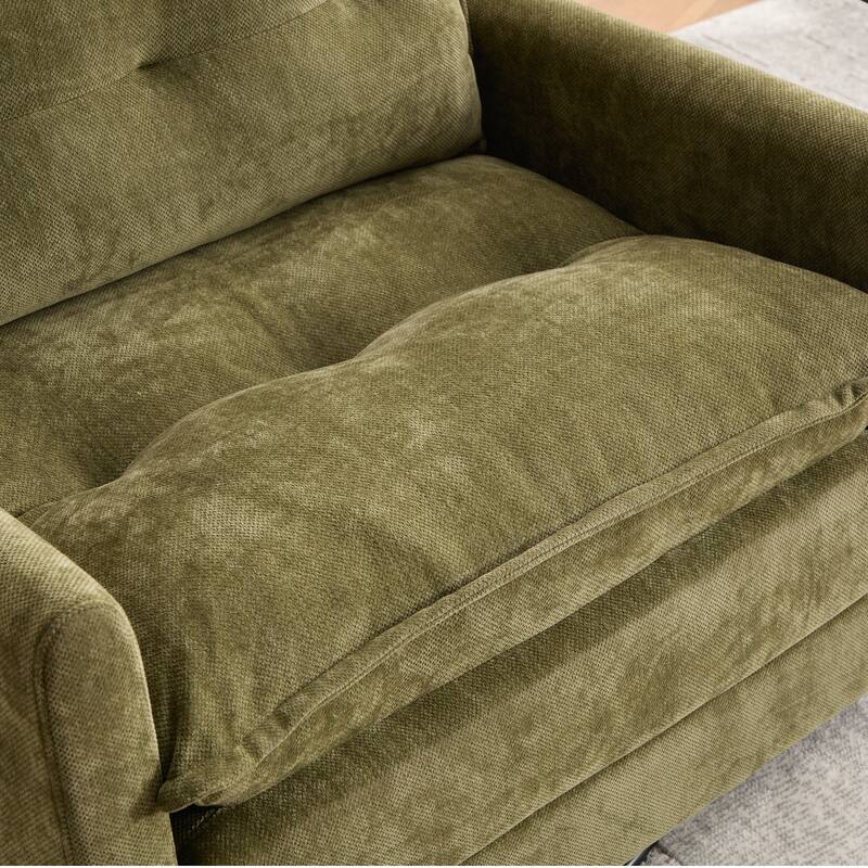 Chenille 360° Swivel Barrel Chair with Memory Foam and Side Pockets