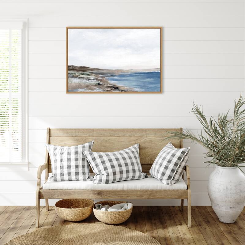 Coastal Serenity Under Vast Sky by PI Studio Framed Canvas Wall Art Print