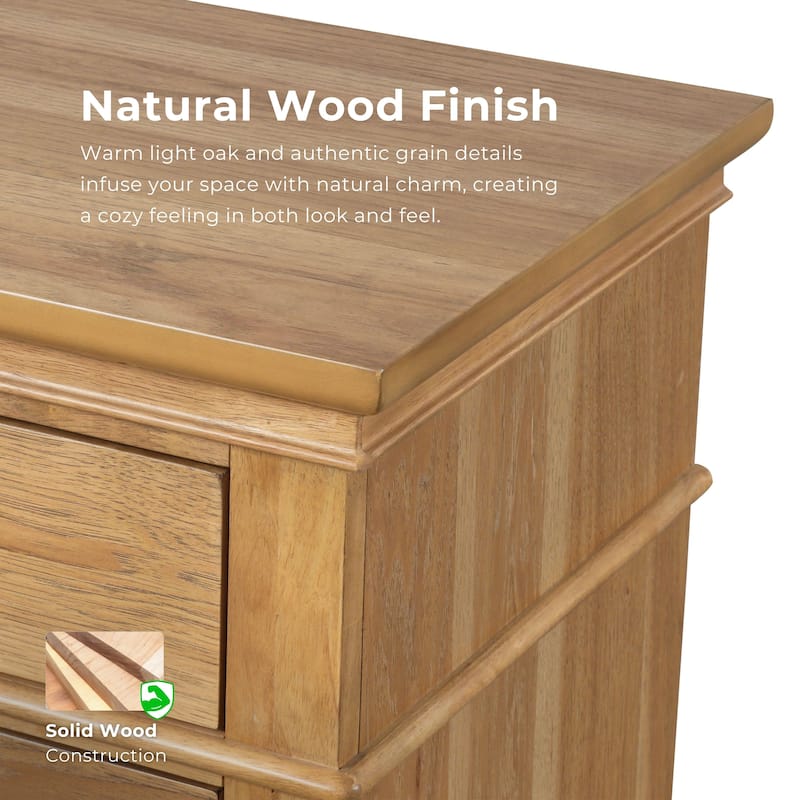 Furniture of America Wellington Farmhouse Natural Oak Wood 6-Drawer Dresser