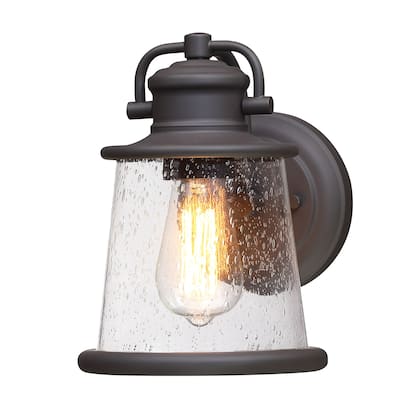 1-Light Dark Bronze Finish Outdoor Wall Lantern Sconce