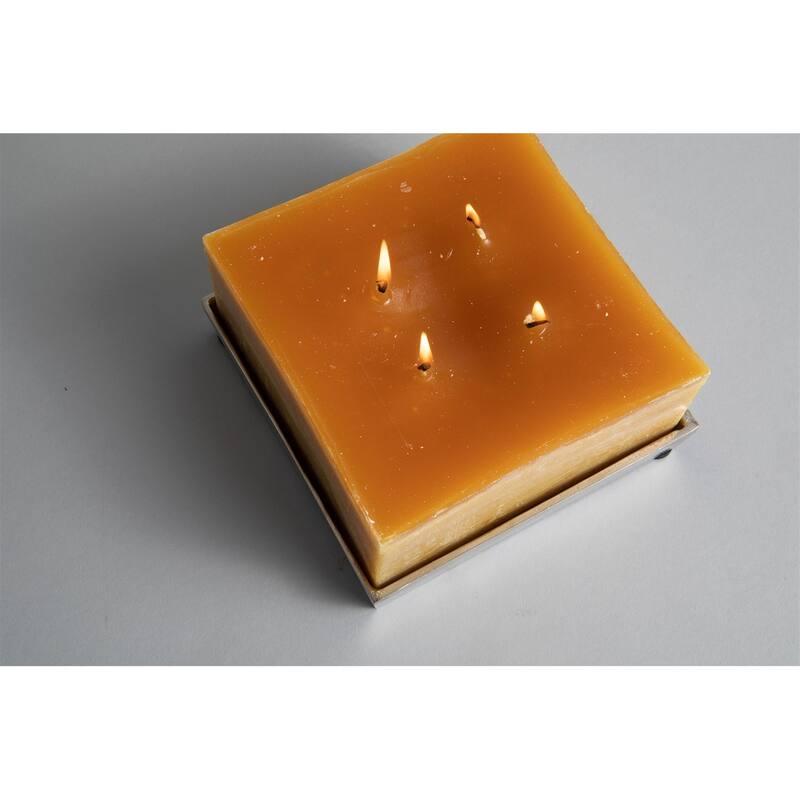 Square 1-Wick Pillar Candle 6"x6"x2" Chamois- ST