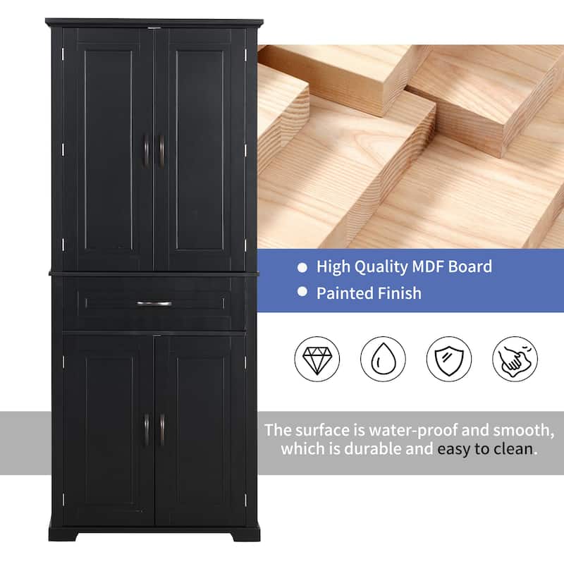 GDFStudio - Marcus Tall Freestanding Bathroom Cabinet with Ample Shelving and Adjustable Storage