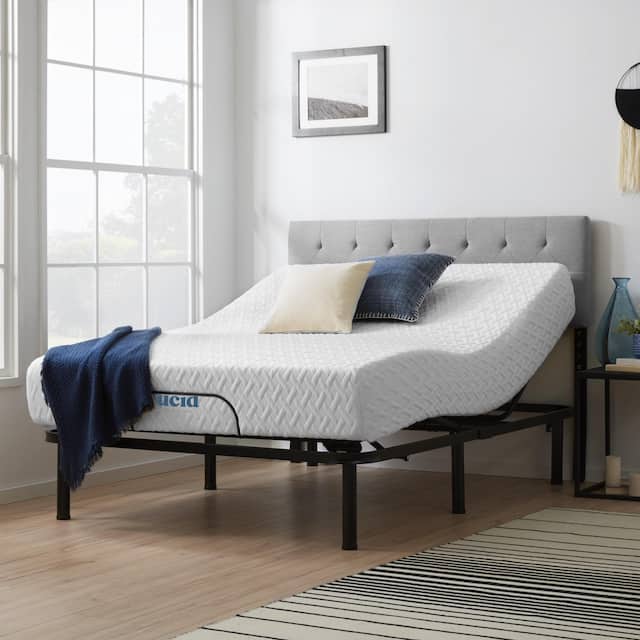 Lucid Comfort Collection 10-inch Gel Memory Foam Mattress and Standard Adjustable Bed Set - Queen - Medium