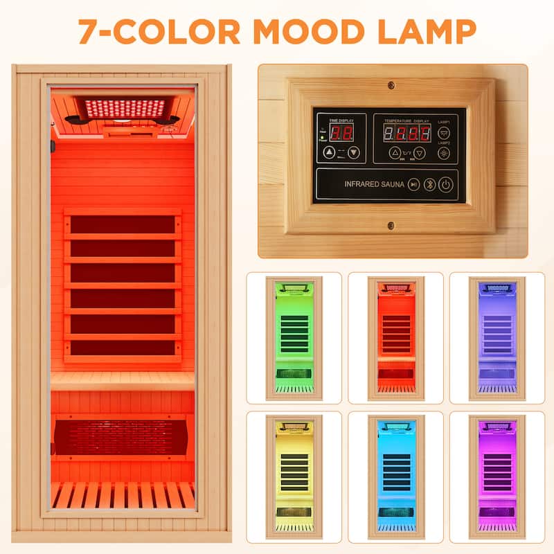 Hemlock Infrared Sauna with Red Light Therapy - Beauty Lamp & 15-Min Fast Warm-Up