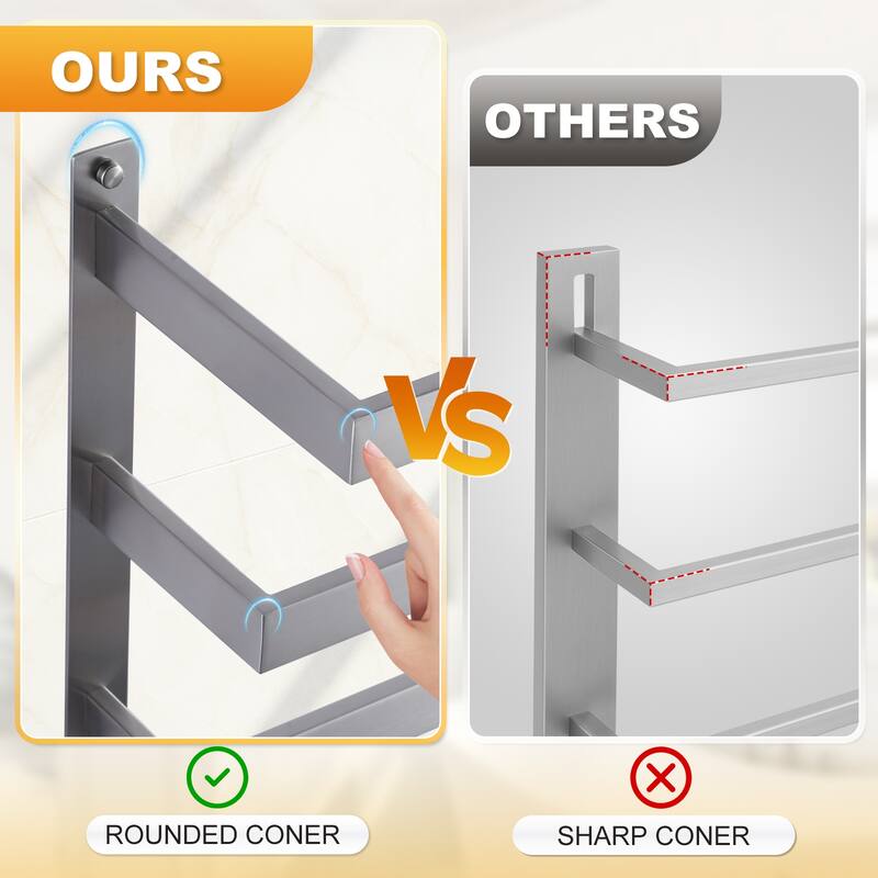 WOWOW Modern Wall-Mounted Stainless Steel Tiered Three-Tier Towel Rack