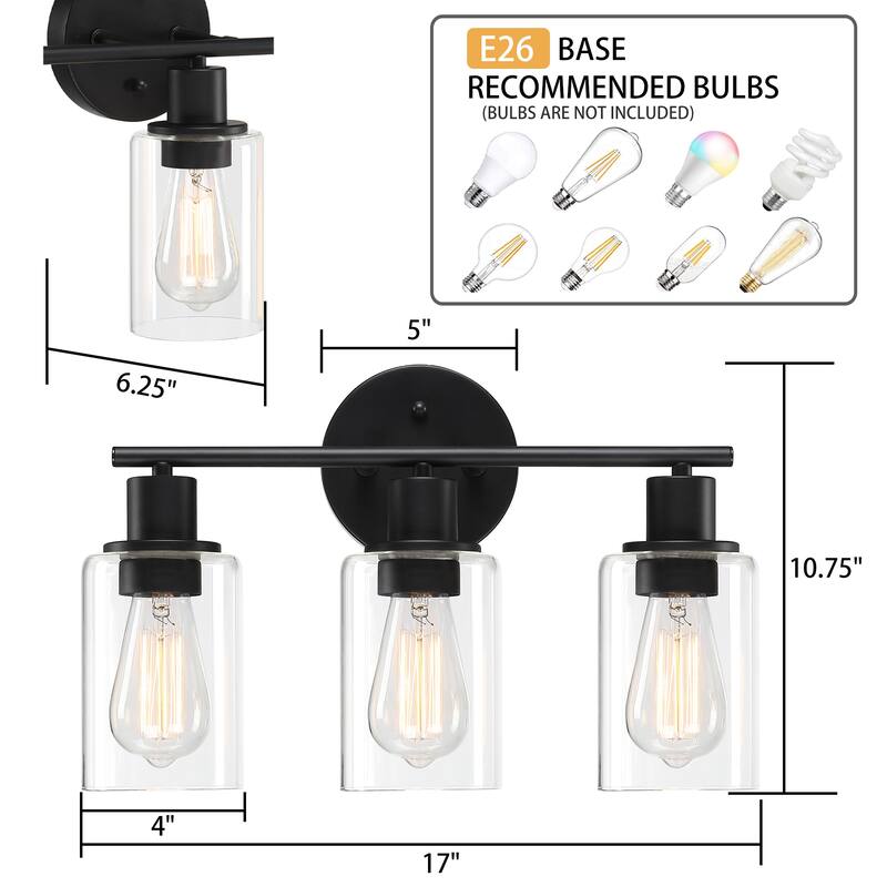 17 in. 3-Light Bathroom Light Fixtures Oil Rubbed Bronze Vanity Light