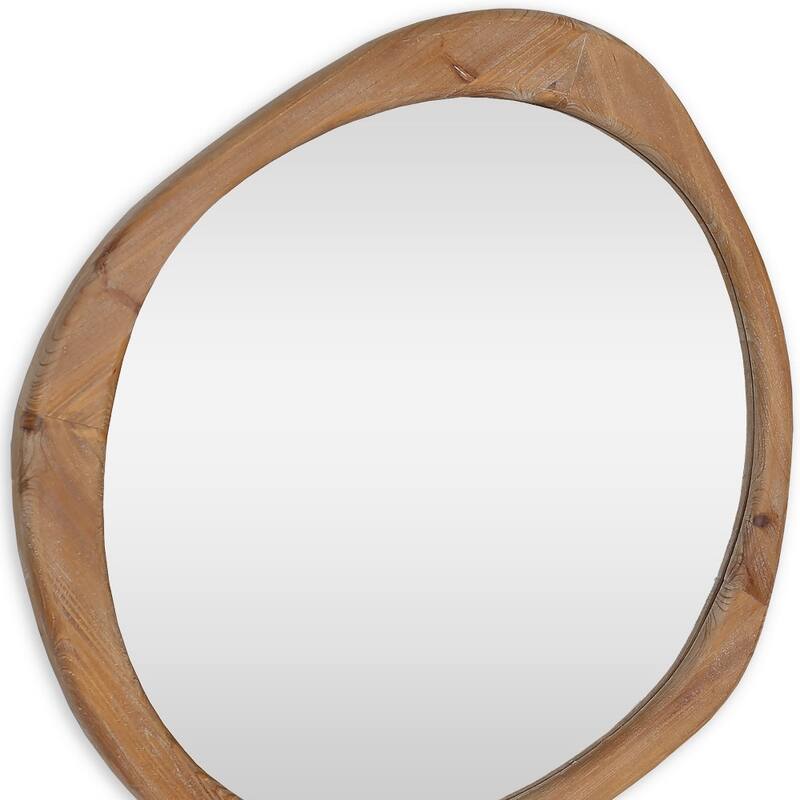 HomeRoots 32" Brown Abstract Wood Framed Accent Mirror - 31.00 in. x 32.00 in. x 1.50 in.