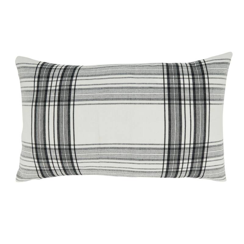 Classic Touch Plaid Throw Pillow - Feather Down - 12"x20"