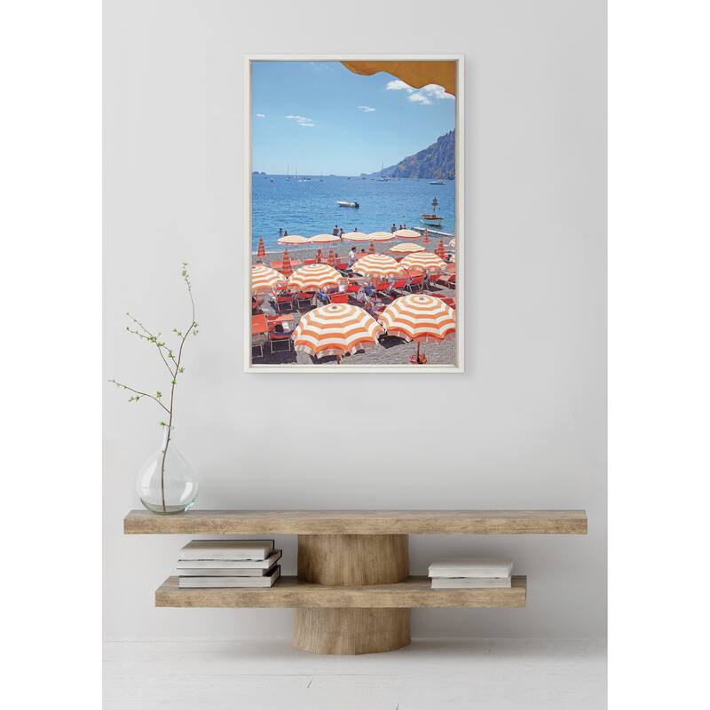 Kate and Laurel Sylvie Arienzo Beach Club Framed Canvas by Rachel Bolgov