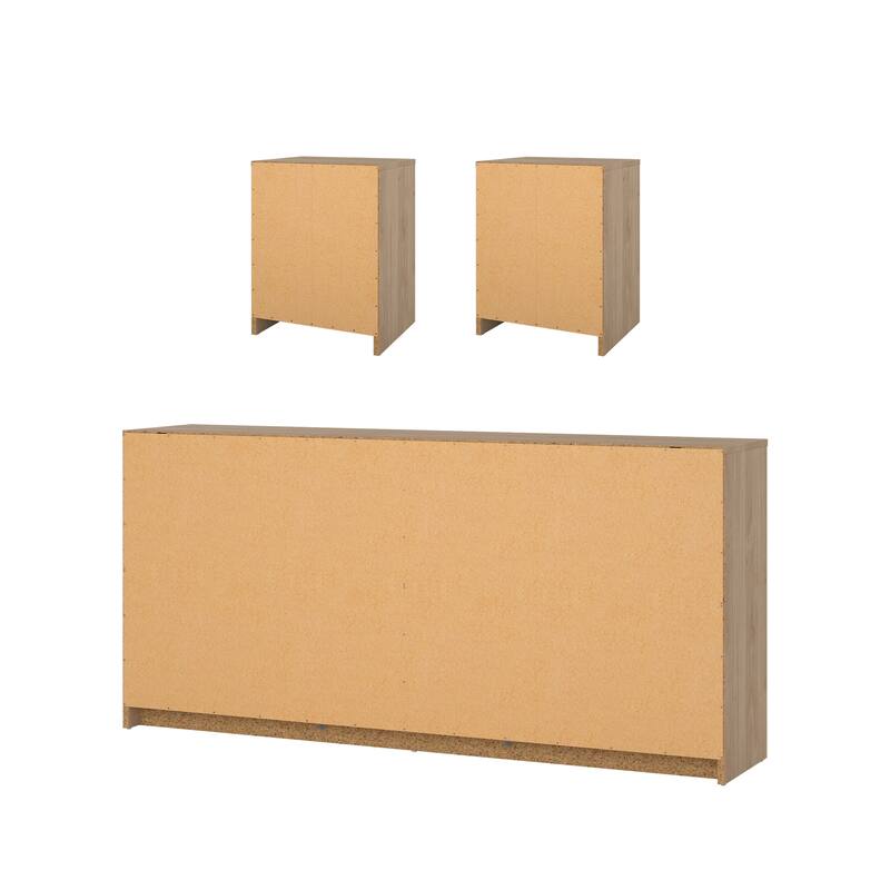 Porch & Den Zoe 3-Piece Bedroom Set - 6 Drawer Double Dresser And Nightstand Set Of 2