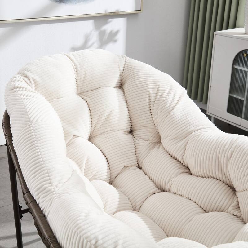 Premium Oversized Rocking Recliner - All-Weather Woven Rattan Chair for Indoor & Outdoor Comfort