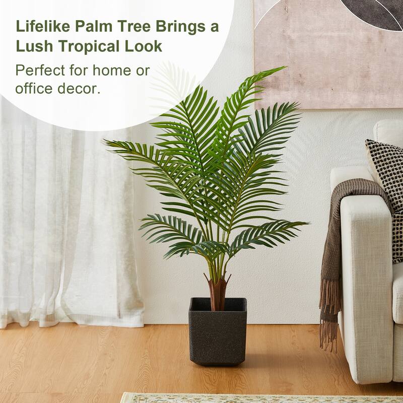 Glitzhome 43"H Real Touch Areca Palm Artificial Fronds Tree in Pot - 19.75"D x 43.25"H
