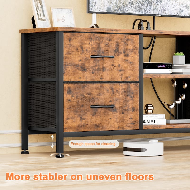 4 Drawer Dresser Fabric TV Stand Charging Station Chests of Drawers