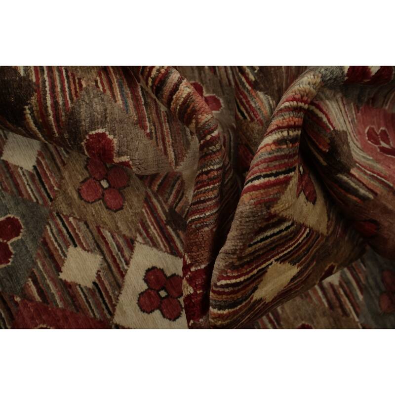 Hand Knotted Oriental 100% Wool Carpet Modern All-Over Multi-Colored Contemporary Area Rug - 9' 9'' X 6' 10''