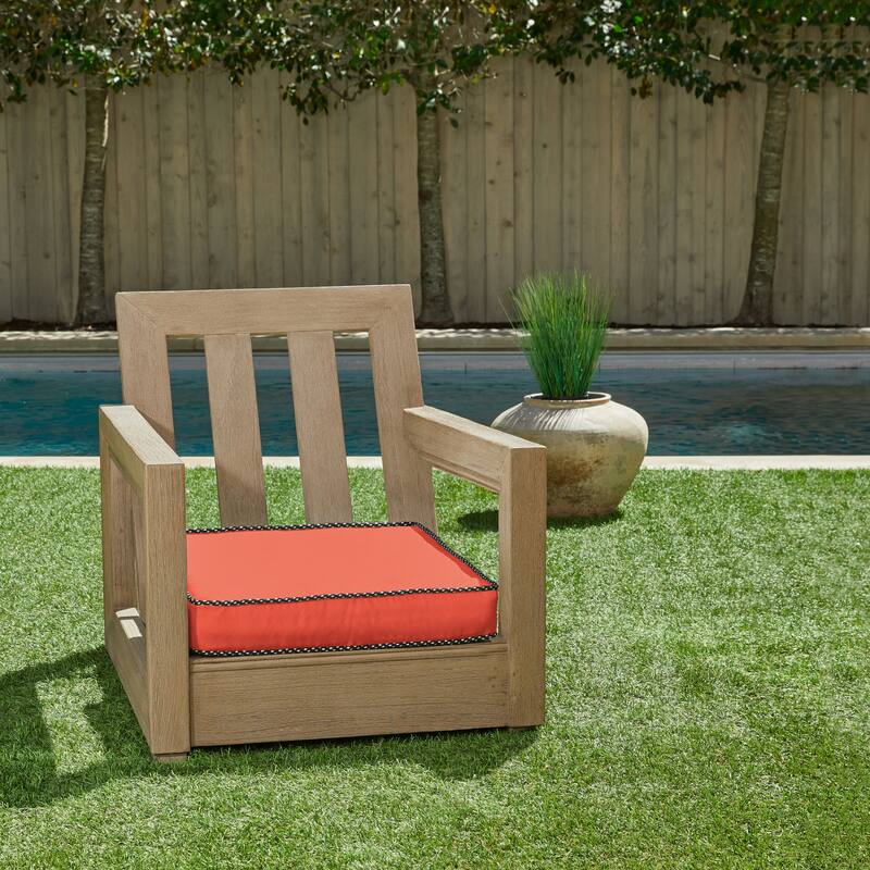 Sorra Home Sunbrella Indoor/Outdoor Braided Cord Cushion - 19 x 19 x 3 inches - Canvas Melon