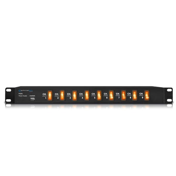 Technical Pro SURGE9 Rackmount 9-Outlet Power Strip with 5V USB Charging  Port