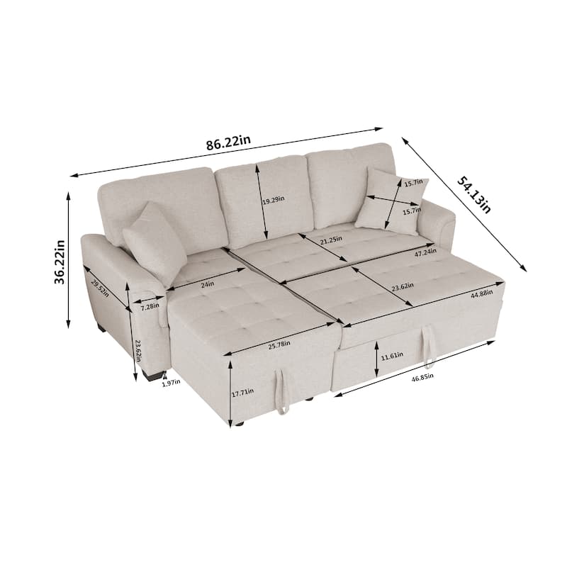 Nordic Style Fullsize Sofa Bed Sectional Sofa Loveseat Pull out