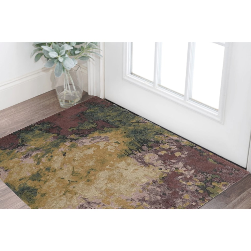 Zufa Hand Tufted Abstract Modern Stain Resistant Durable Area Rug By HomeRoots - 2' x 3'