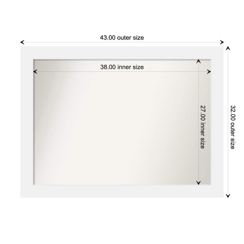 Corvino White Framed Non-Beveled Custom Wall Mirror, Bathroom Vanity Mirror - Outer Size: 43 x 32