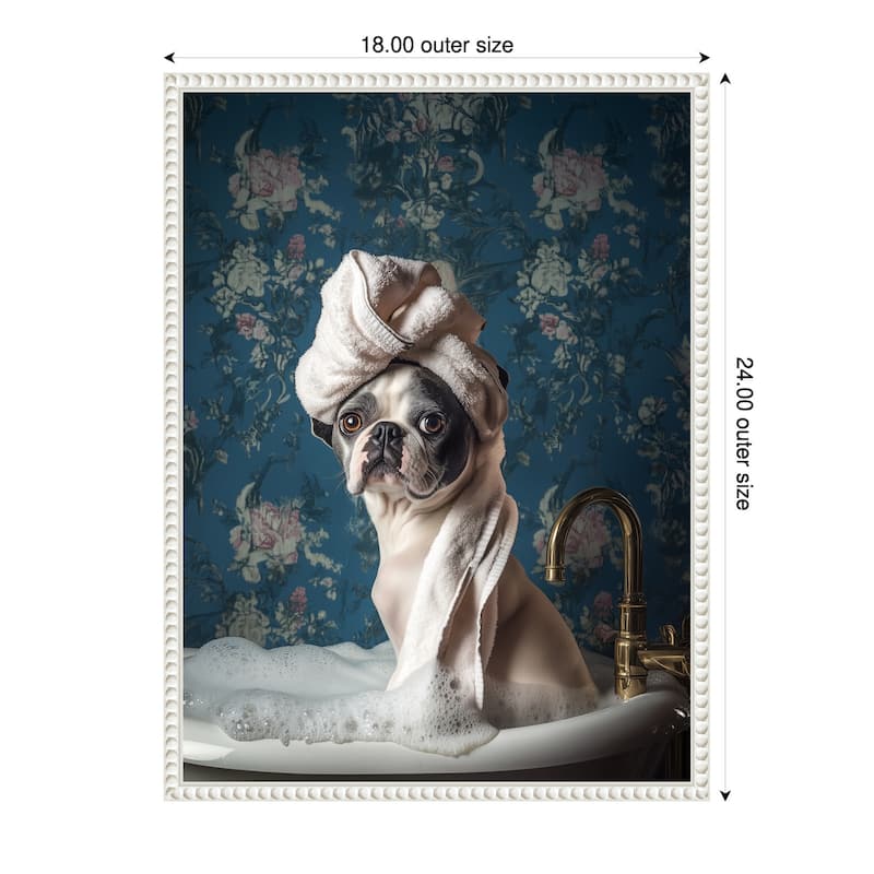 Bubble Bath Bliss by Mowzu Framed Canvas Wall Art - 18 x 24 in