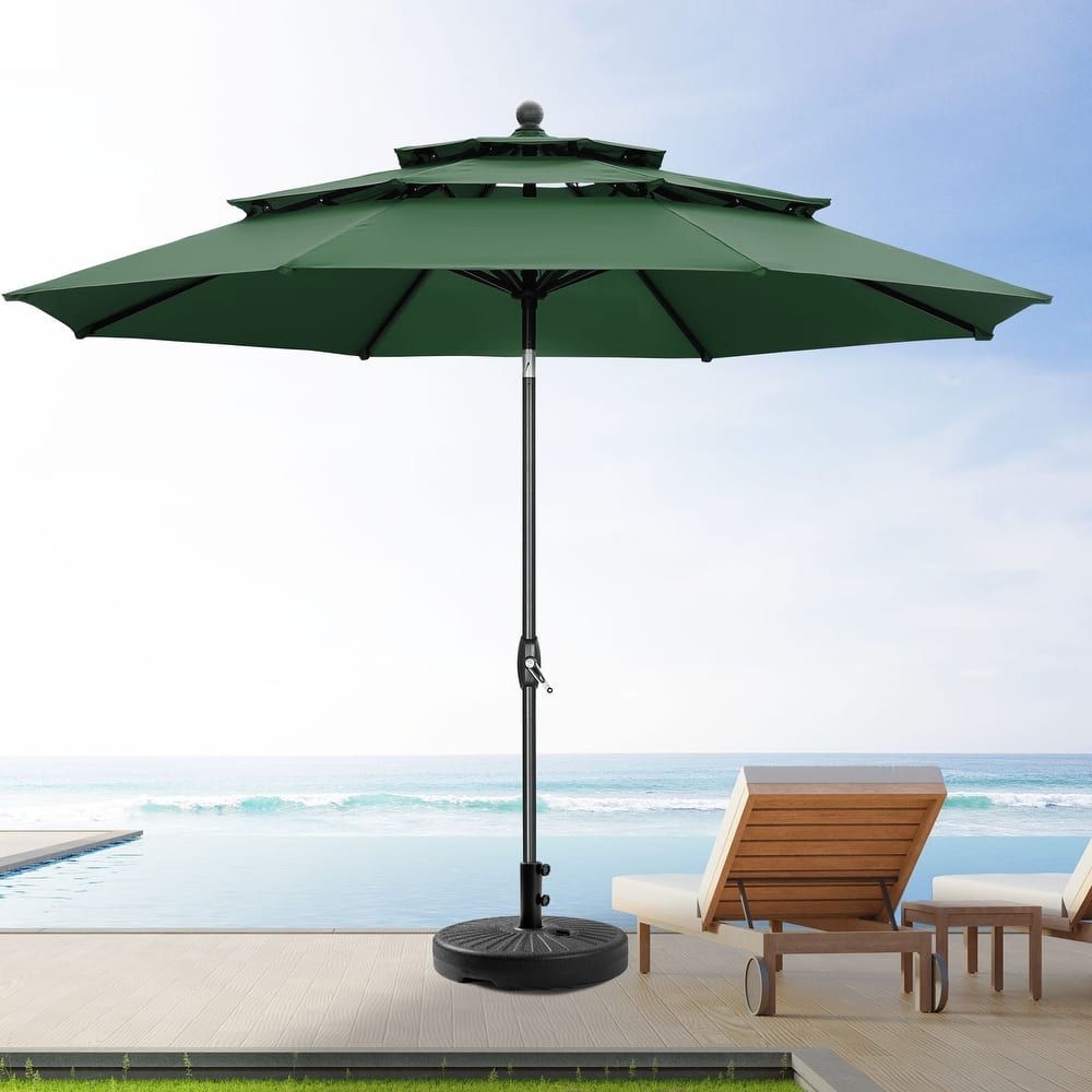 Ainfox 10ft Patio Umbrella 3-tier Outdoor Umbrella with Base